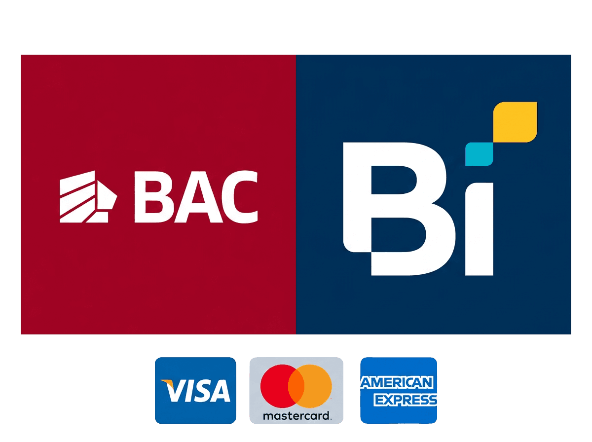 BAC, Banco Industrial, Visa, Mastercard, American Express